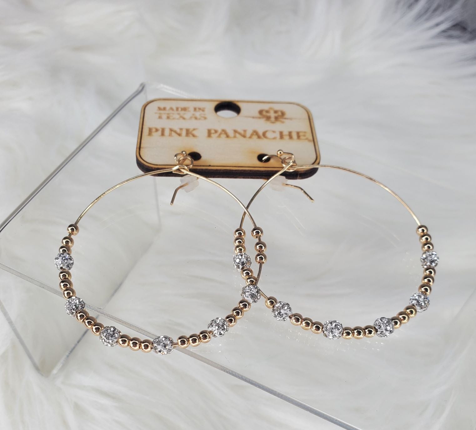 Beaded loop with zirconia stones earrings  Ivy and Pearl Boutique