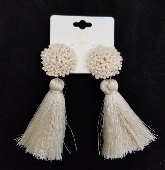 Le Centre Du Monde beaded statement earrings with tassels  Ivy and Pearl Boutique