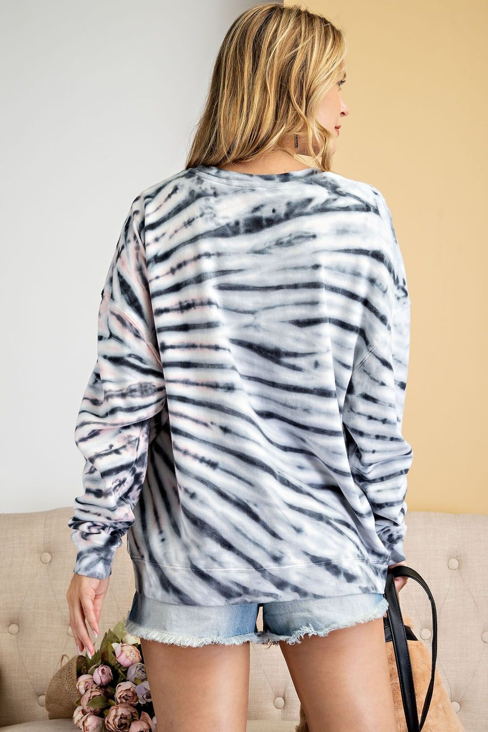 Special Dye Terry Knit Round Neck Pullover Sweatshirt Ivy and Pearl Boutique