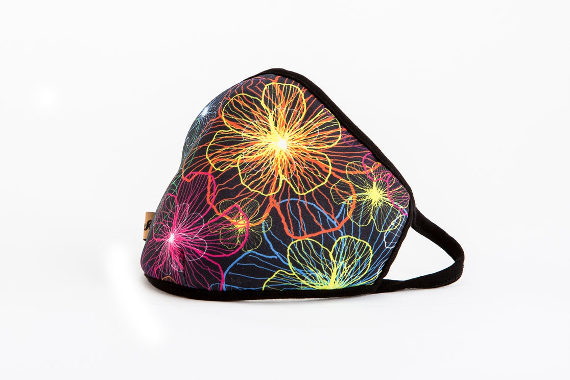 Black electric floral face mask Ivy and Pearl Boutique