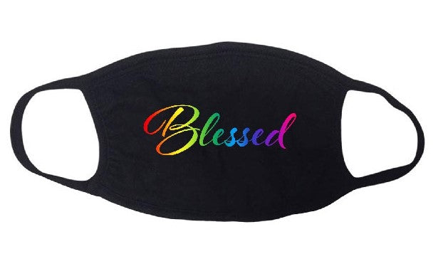 Blessed colorful stretchy designer faith-based face mask Ivy and Pearl Boutique