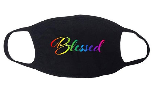 Blessed colorful stretchy designer faith-based face mask  Ivy and Pearl Boutique