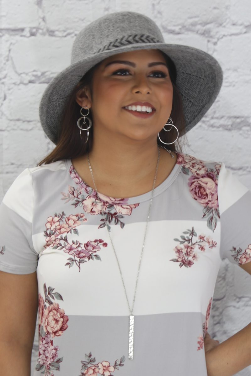 Block and floral dress with side pockets Ivy and Pearl Boutique