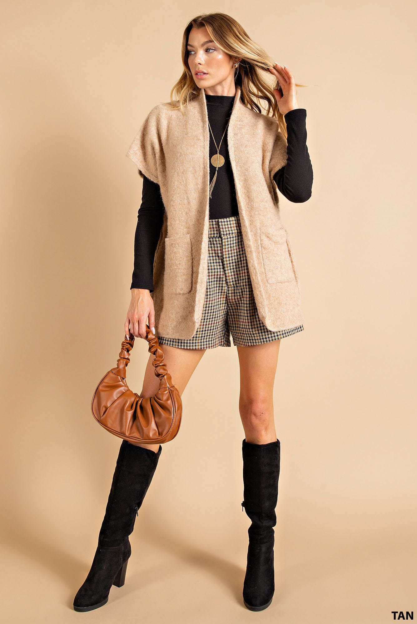Boucle open sweater cardigan Ivy and Pearl Boutique