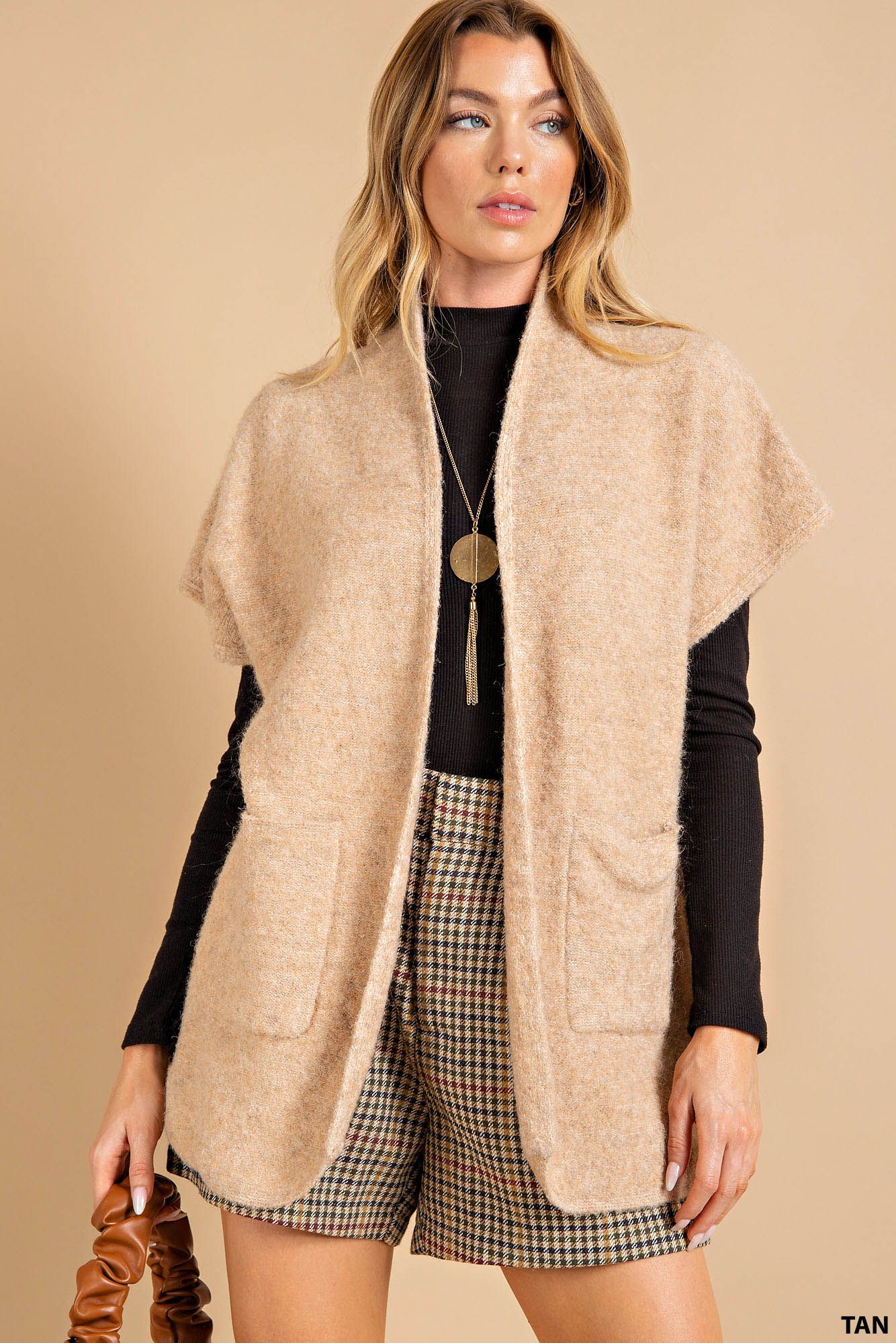Boucle open sweater cardigan Ivy and Pearl Boutique