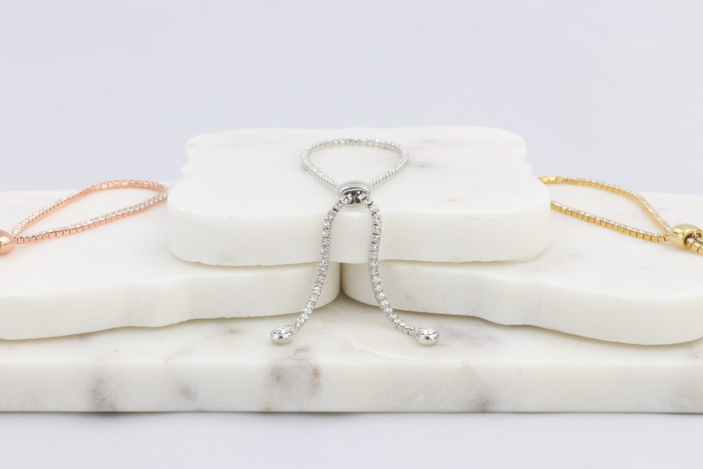 Box-snaked chain bracelet with inlaid diamond-like cubic zirconia stones Ivy and Pearl Boutique
