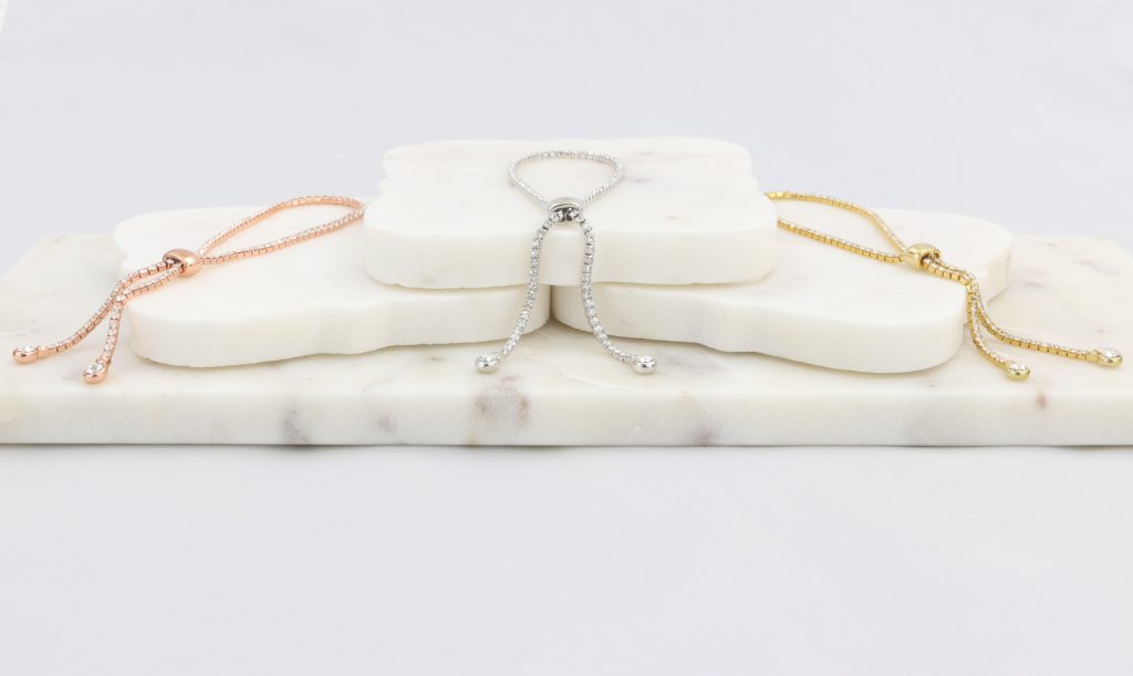 Box-snaked chain bracelet with inlaid diamond-like cubic zirconia stones Ivy and Pearl Boutique Gold