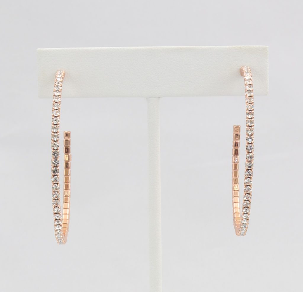 Box-snake chain hoop earring with inlaid diamond-like CZ stones Ivy and Pearl Boutique