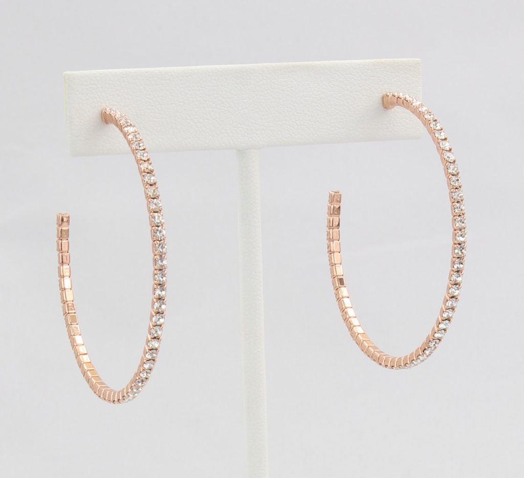 Box-snake chain hoop earring with inlaid diamond-like CZ stones Ivy and Pearl Boutique