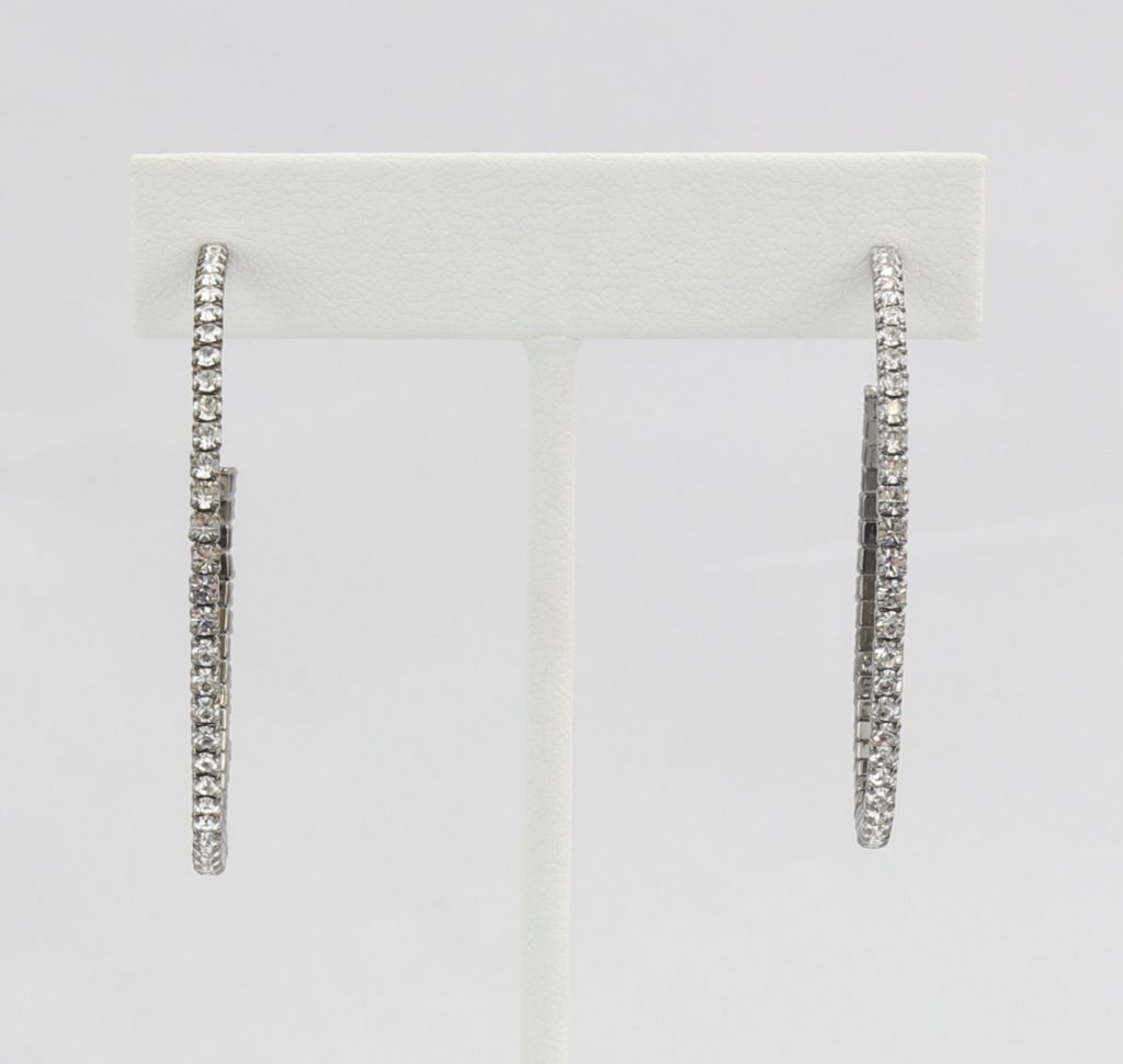Box-snake chain hoop earring with inlaid diamond-like CZ stones Ivy and Pearl Boutique