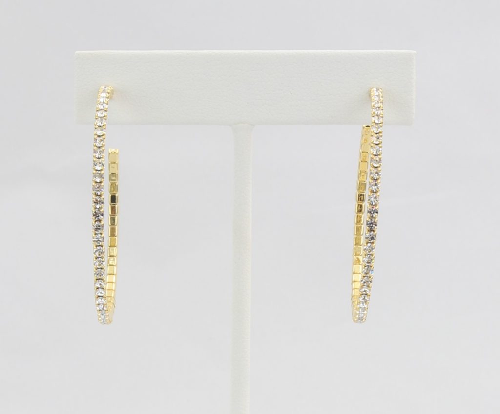 Box-snake chain hoop earring with inlaid diamond-like CZ stones Ivy and Pearl Boutique