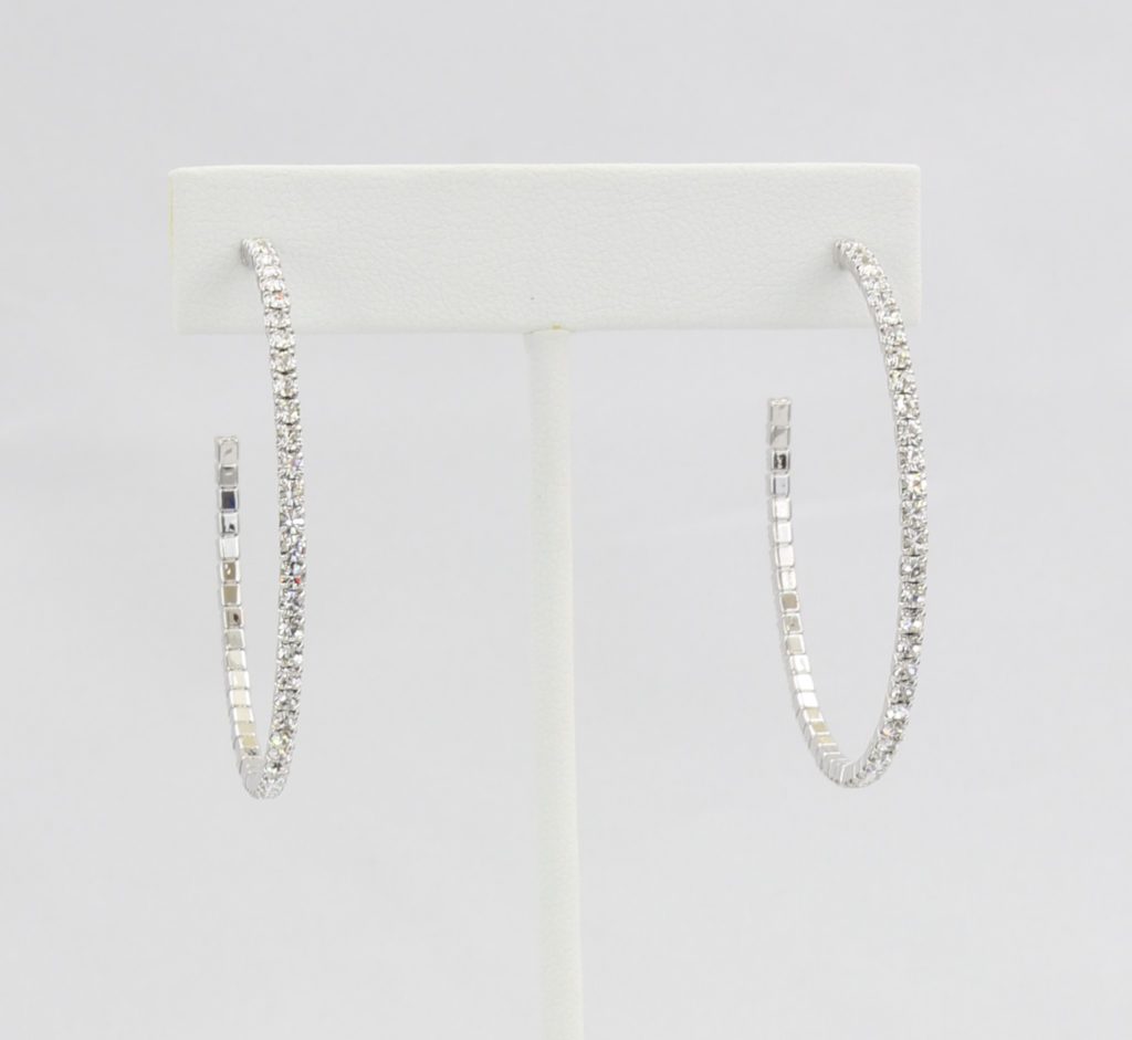 Box-snake chain hoop earring with inlaid diamond-like CZ stones Ivy and Pearl Boutique
