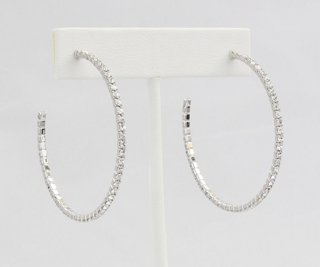 Box-snake chain hoop earring with inlaid diamond-like CZ stones Ivy and Pearl Boutique