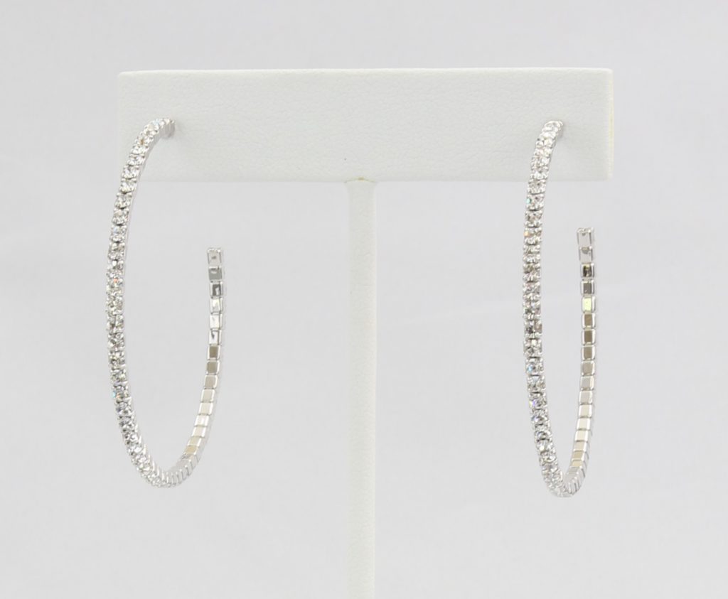 Box-snake chain hoop earring with inlaid diamond-like CZ stones Ivy and Pearl Boutique
