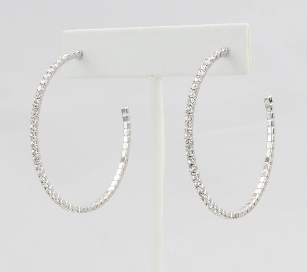 Box-snake chain hoop earring with inlaid diamond-like CZ stones Ivy and Pearl Boutique