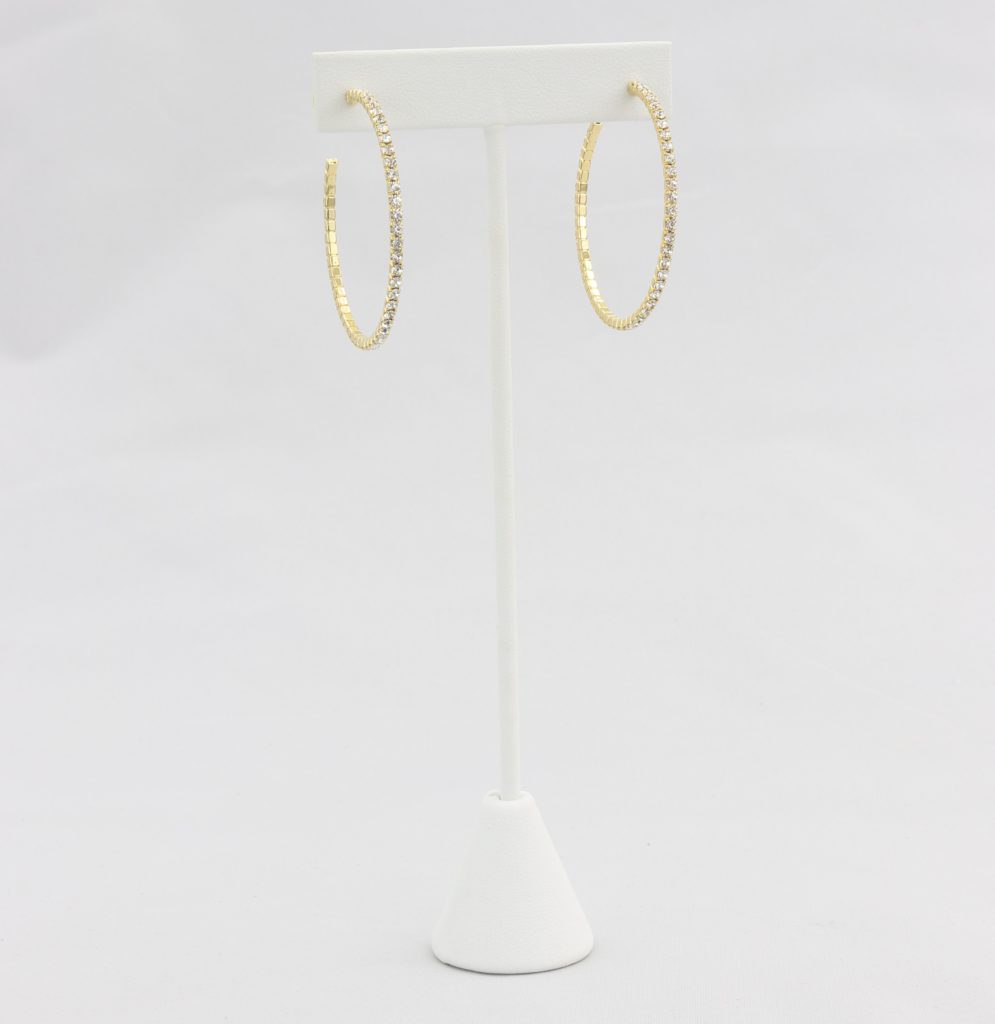 Box-snake chain hoop earring with inlaid diamond-like CZ stones Ivy and Pearl Boutique
