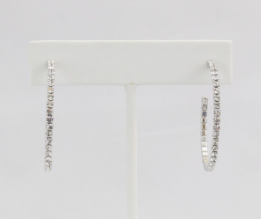 Box-snake chain hoop earring with inlaid diamond-like CZ stones Ivy and Pearl Boutique
