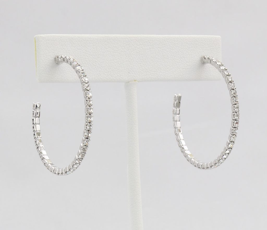 Box-snake chain hoop earring with inlaid diamond-like CZ stones Ivy and Pearl Boutique