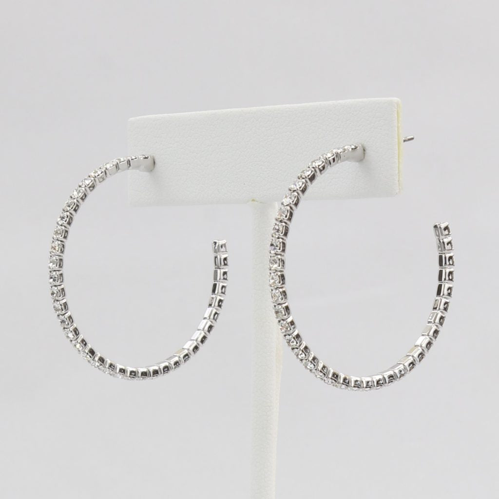Box-snake chain hoop earring with inlaid diamond-like CZ stones Ivy and Pearl Boutique