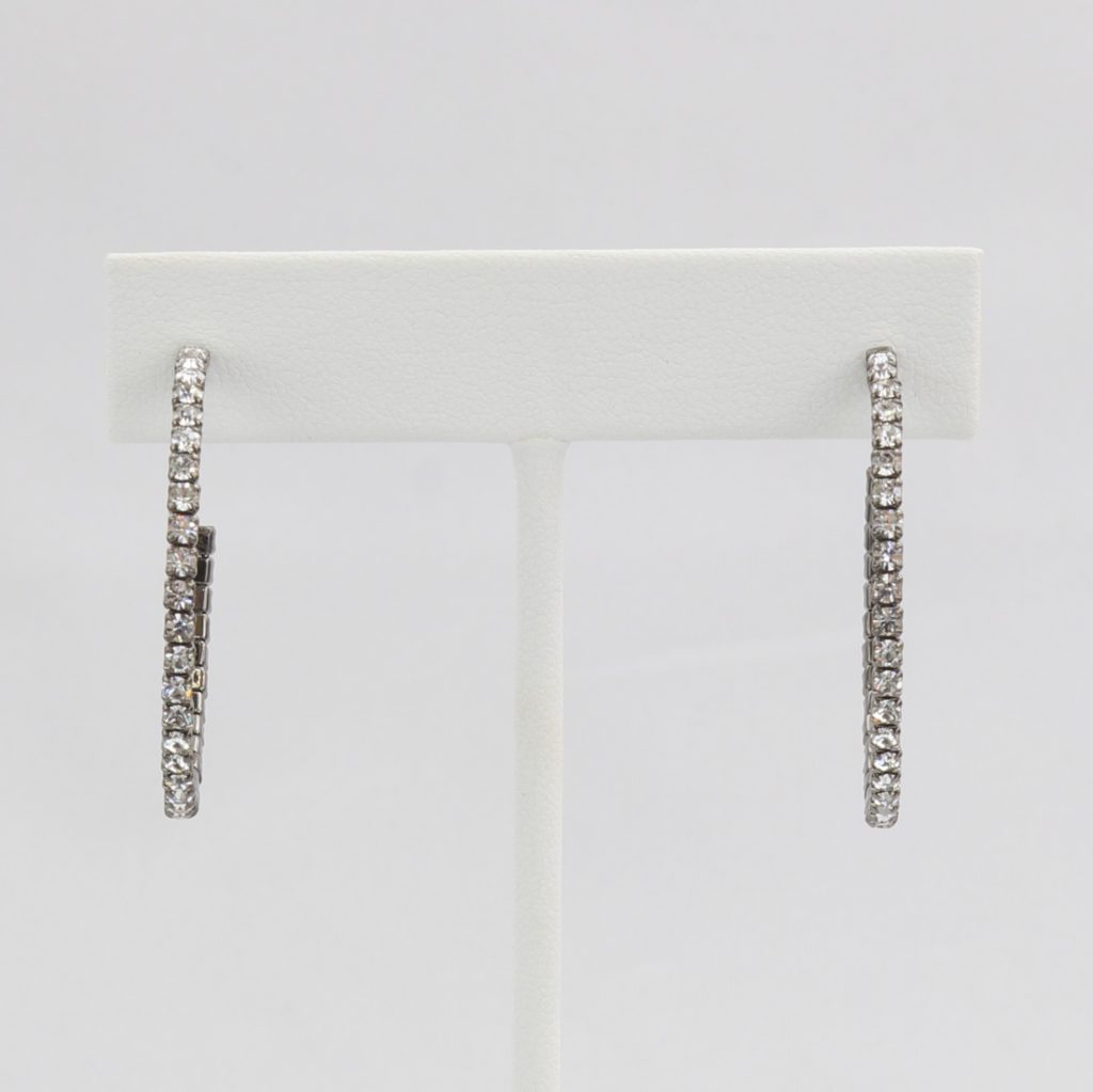 Box-snake chain hoop earring with inlaid diamond-like CZ stones Ivy and Pearl Boutique