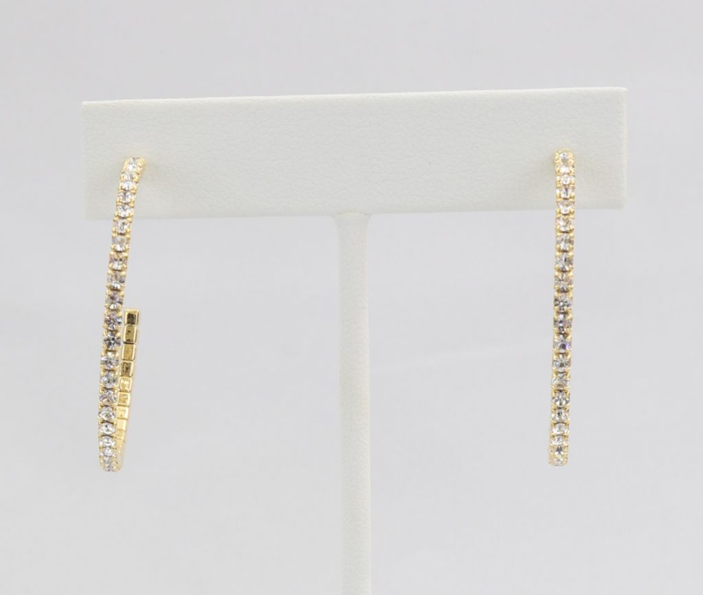 Box-snake chain hoop earring with inlaid diamond-like CZ stones Ivy and Pearl Boutique