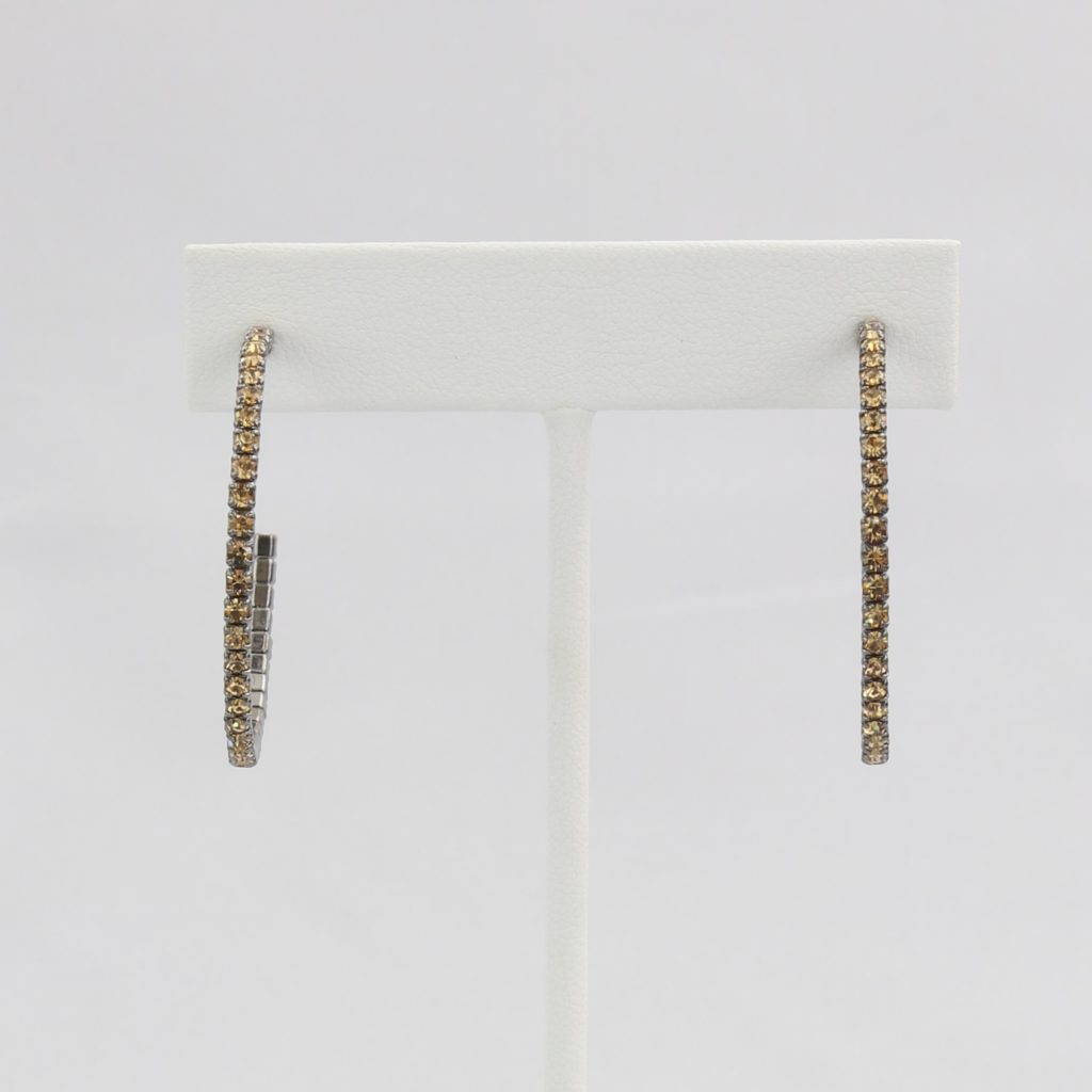 Box-snake chain hoop earring with inlaid diamond-like CZ stones Ivy and Pearl Boutique