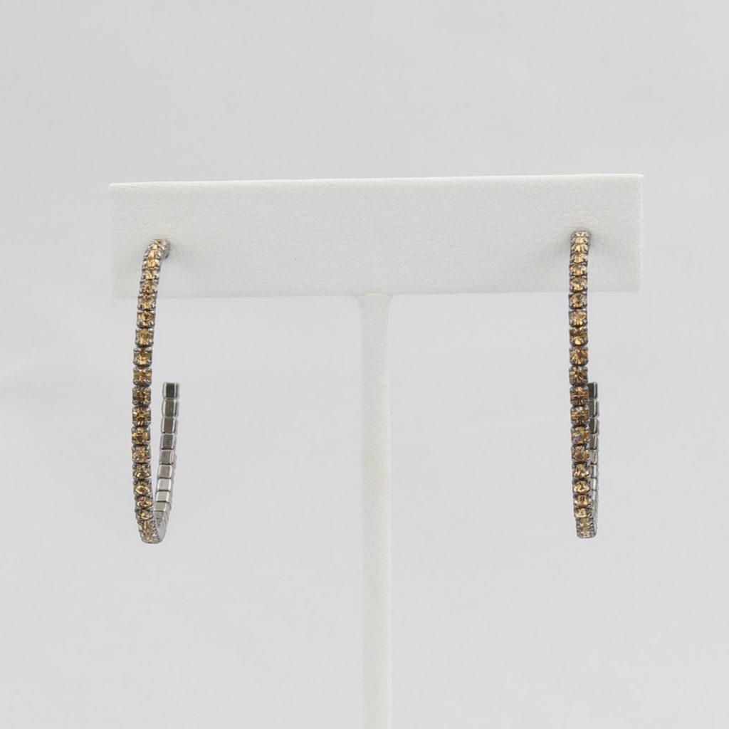 Box-snake chain hoop earring with inlaid diamond-like CZ stones Ivy and Pearl Boutique