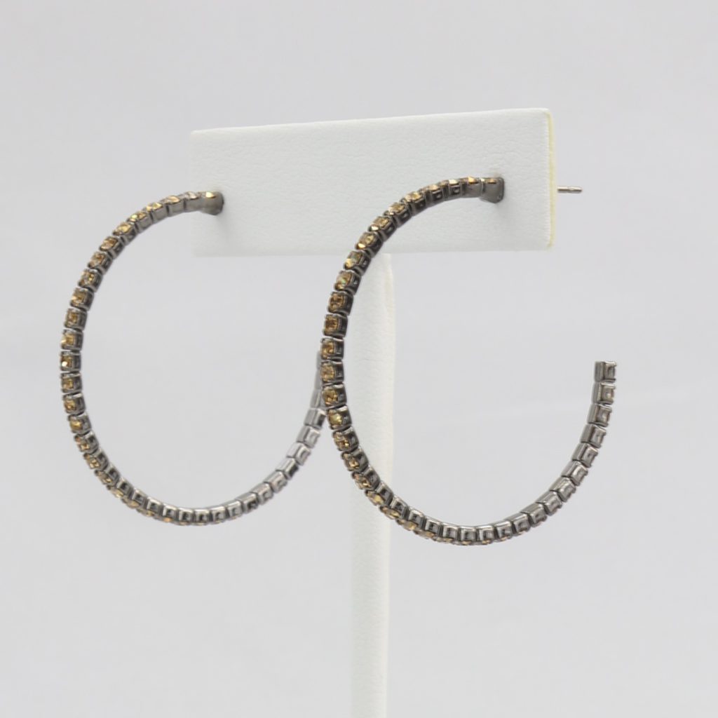 Box-snake chain hoop earring with inlaid diamond-like CZ stones Ivy and Pearl Boutique