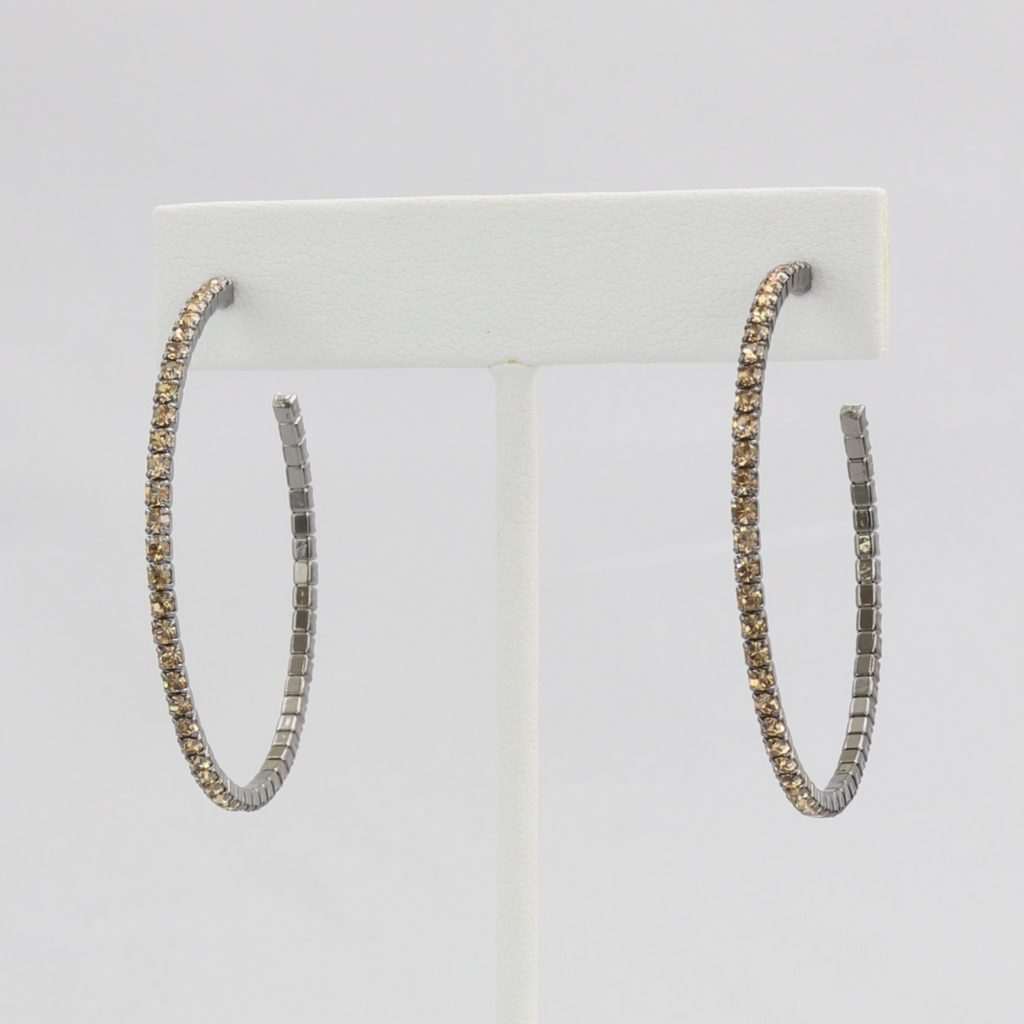 Box-snake chain hoop earring with inlaid diamond-like CZ stones Ivy and Pearl Boutique