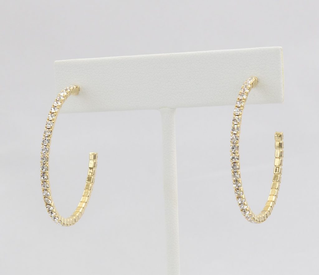 Box-snake chain hoop earring with inlaid diamond-like CZ stones Ivy and Pearl Boutique