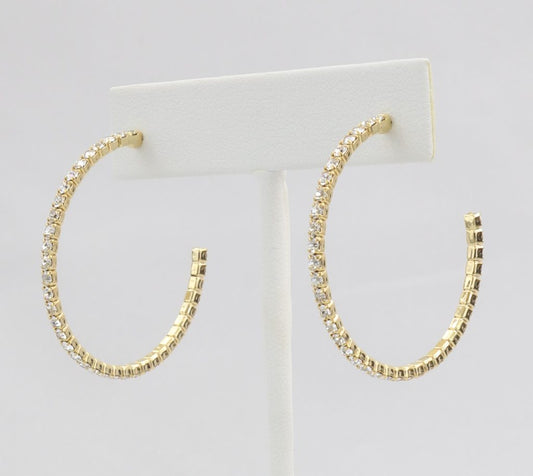 Box-snake chain hoop earring with inlaid diamond-like CZ stones  Ivy and Pearl Boutique