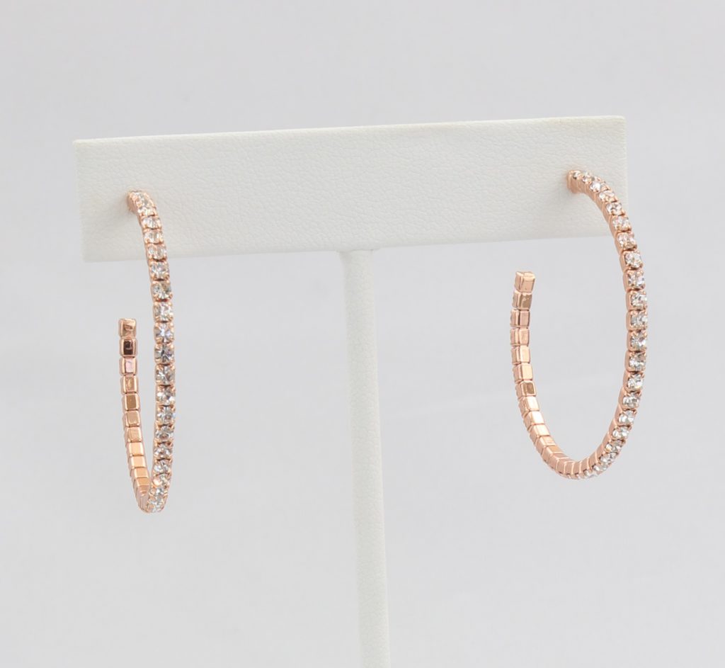 Box-snake chain hoop earring with inlaid diamond-like CZ stones Ivy and Pearl Boutique