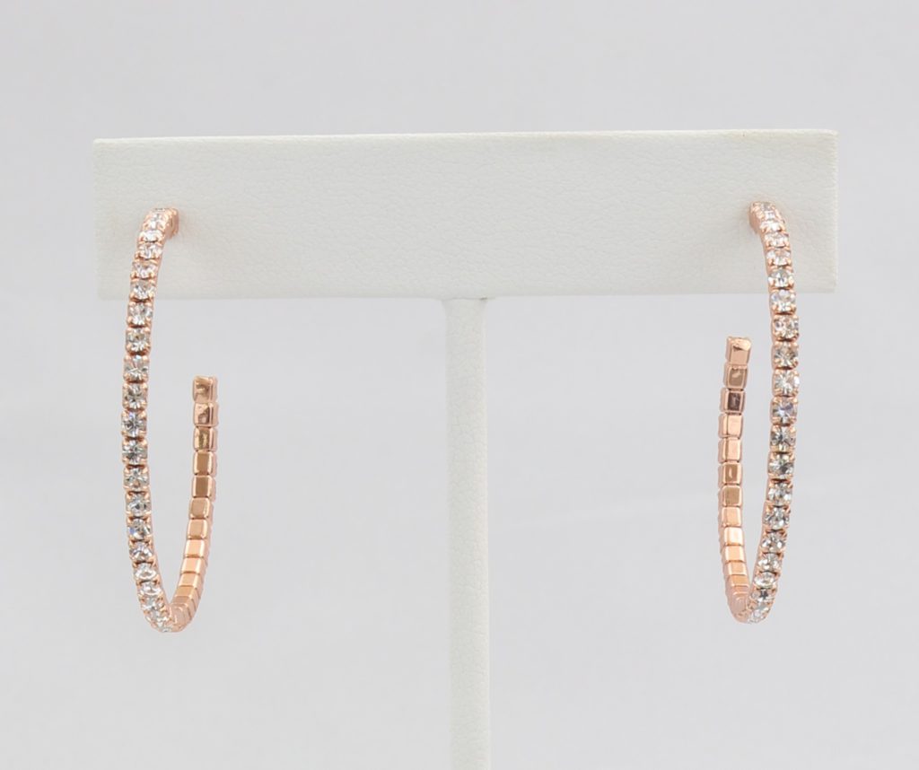 Box-snake chain hoop earring with inlaid diamond-like CZ stones Ivy and Pearl Boutique