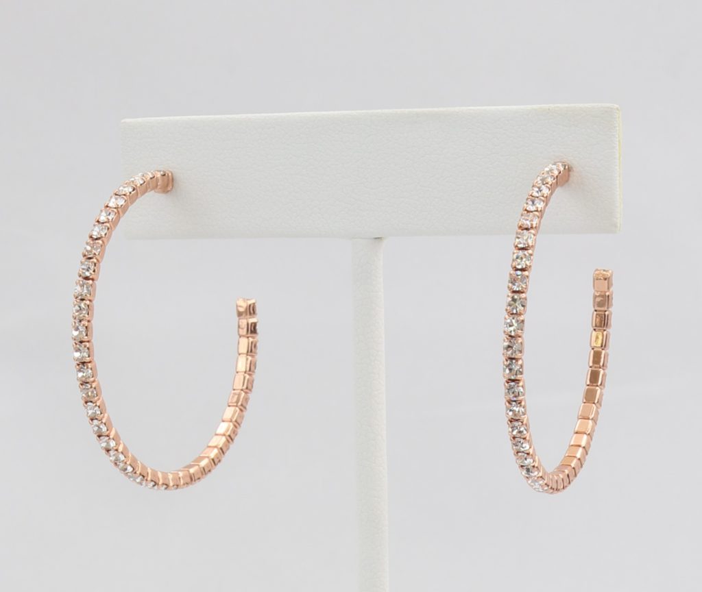 Box-snake chain hoop earring with inlaid diamond-like CZ stones Ivy and Pearl Boutique