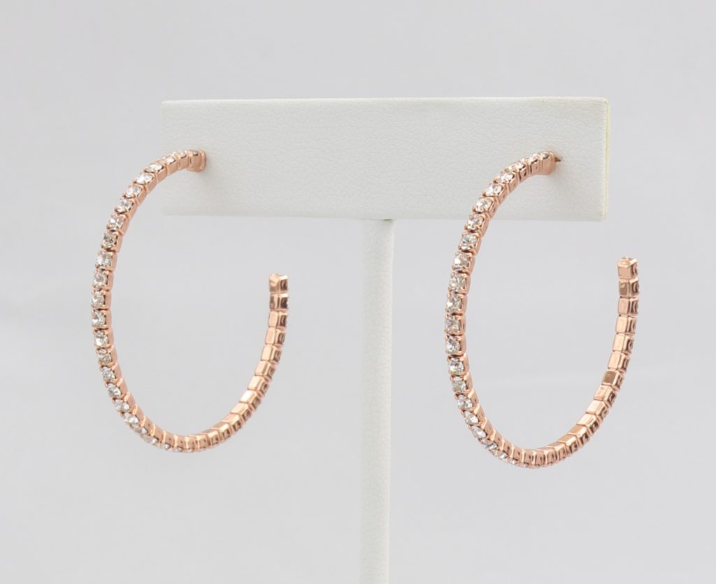 Box-snake chain hoop earring with inlaid diamond-like CZ stones Ivy and Pearl Boutique