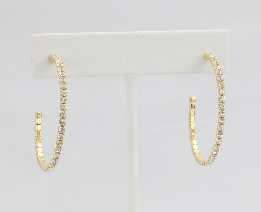 Box-snake chain hoop earring with inlaid diamond-like CZ stones Ivy and Pearl Boutique