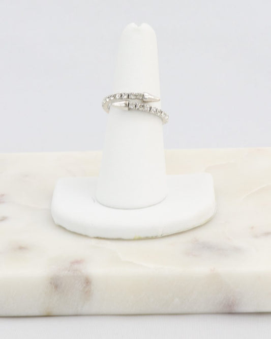 Box-snake chain ring with inlaid diamond-like CZ stones  Ivy and Pearl Boutique