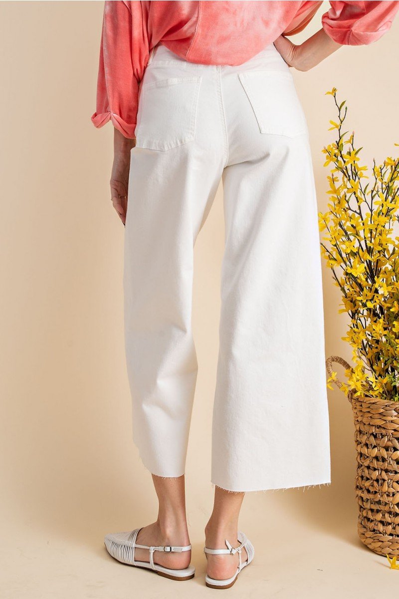 Button front stretch twill bell bottom pants Ivy and Pearl Boutique
