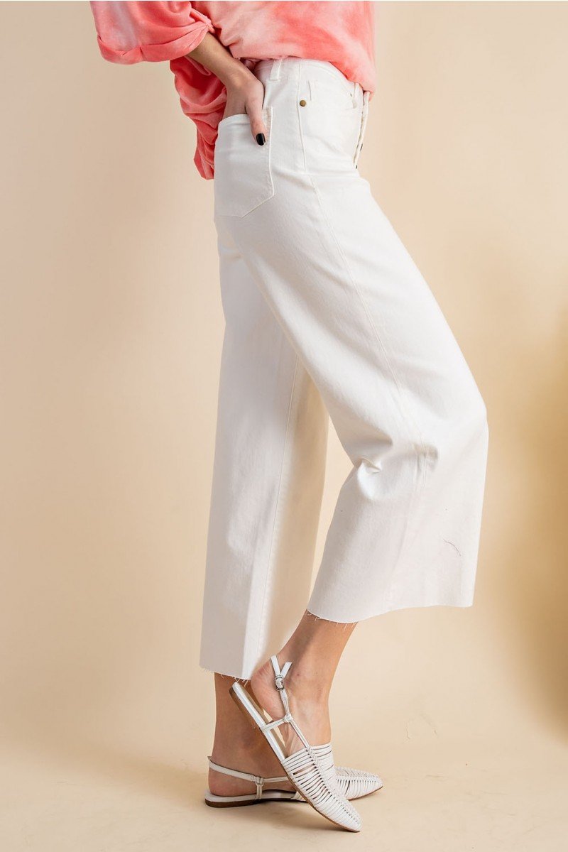 Button front stretch twill bell bottom pants Ivy and Pearl Boutique