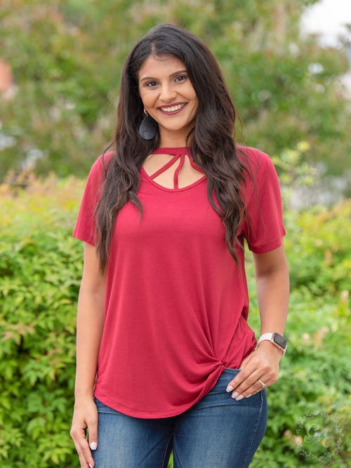 Caged in tee t-shirt Ivy and Pearl Boutique Red S