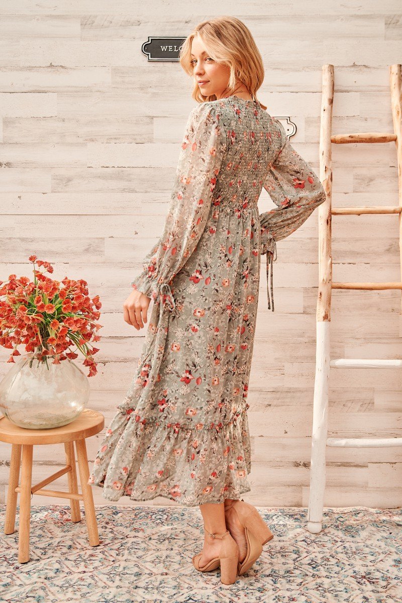 Calm mood maxi dress with smocked bodice Ivy and Pearl Boutique