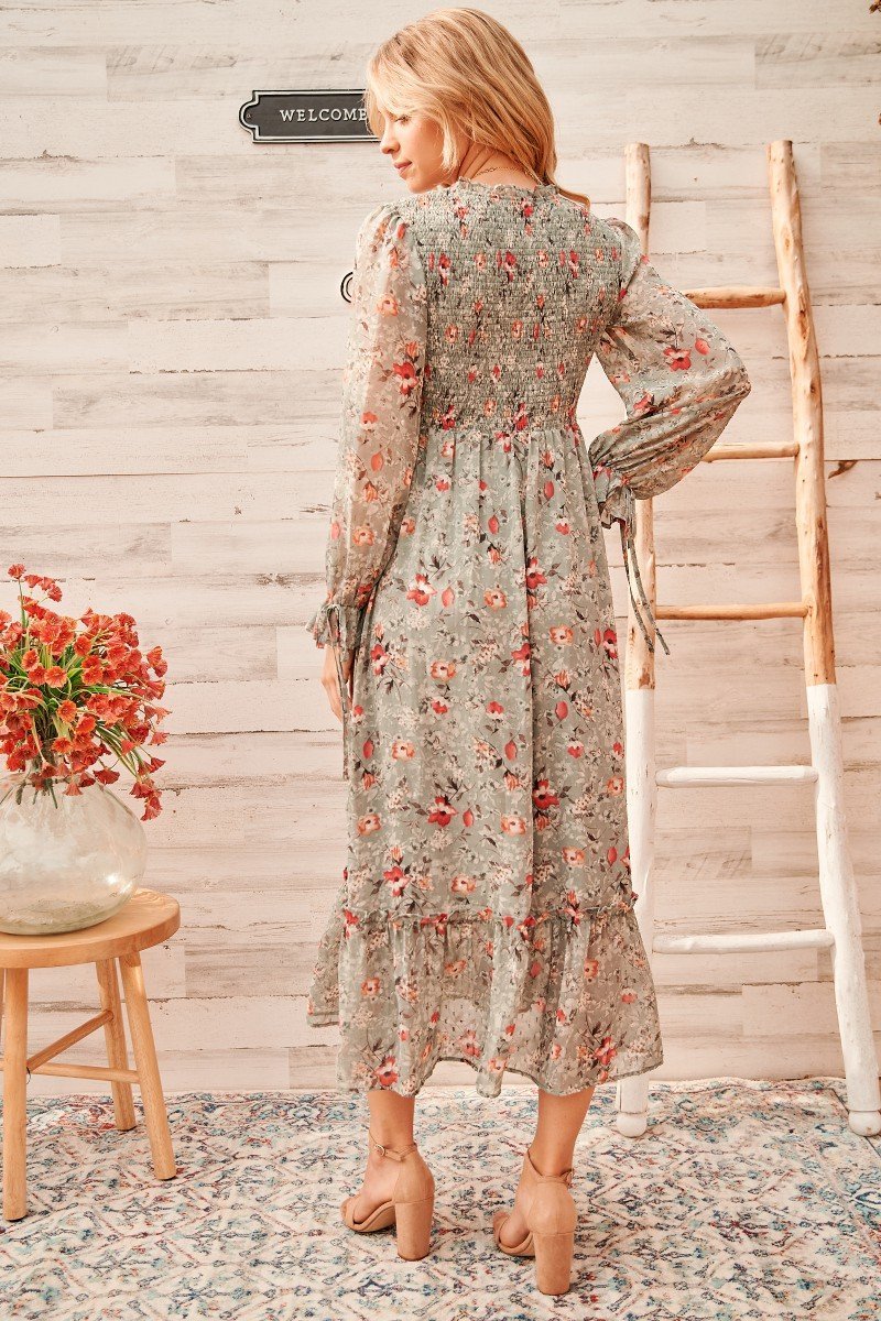 Calm mood maxi dress with smocked bodice Ivy and Pearl Boutique