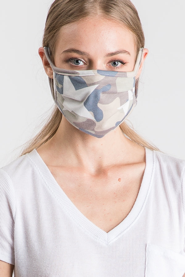 Camo star print double-layer face mask with filter slot Ivy and Pearl Boutique