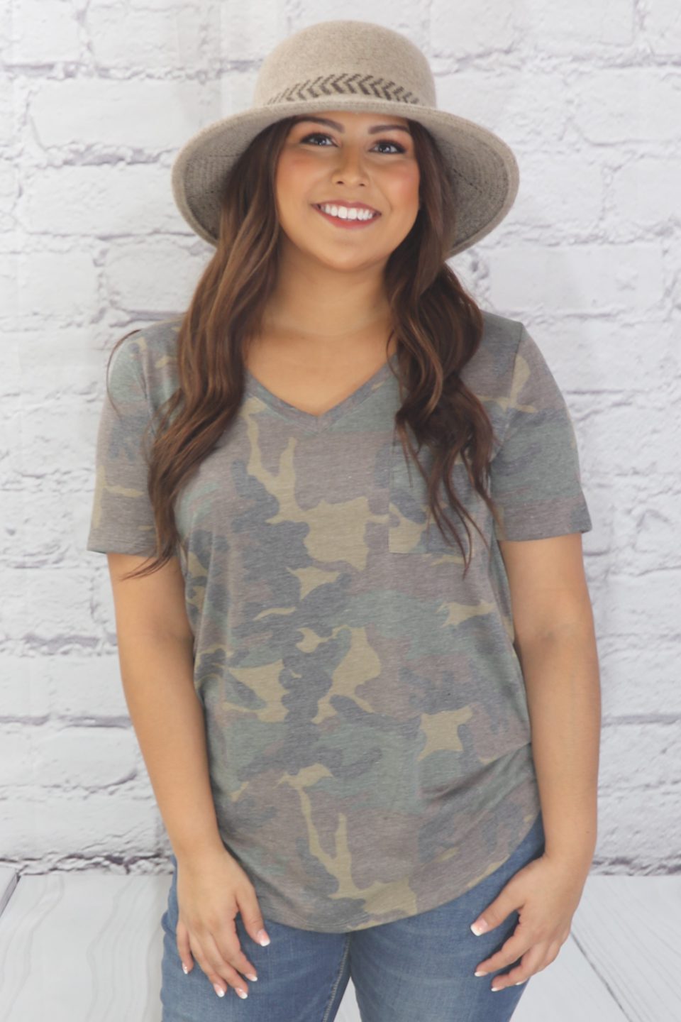Camo T-Shirt with pocket Ivy and Pearl Boutique
