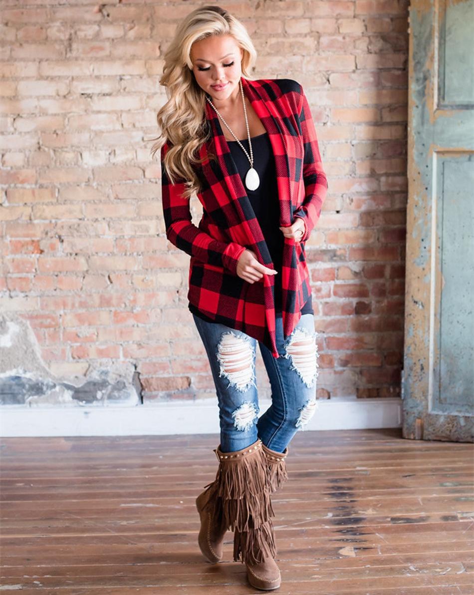 Casual plaid print kimono cardigan top with open front and elbow patch Ivy and Pearl Boutique