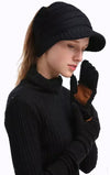 CC cable knit touch screen winter gloves with faux suede anti-slip palm pad  Ivy and Pearl Boutique