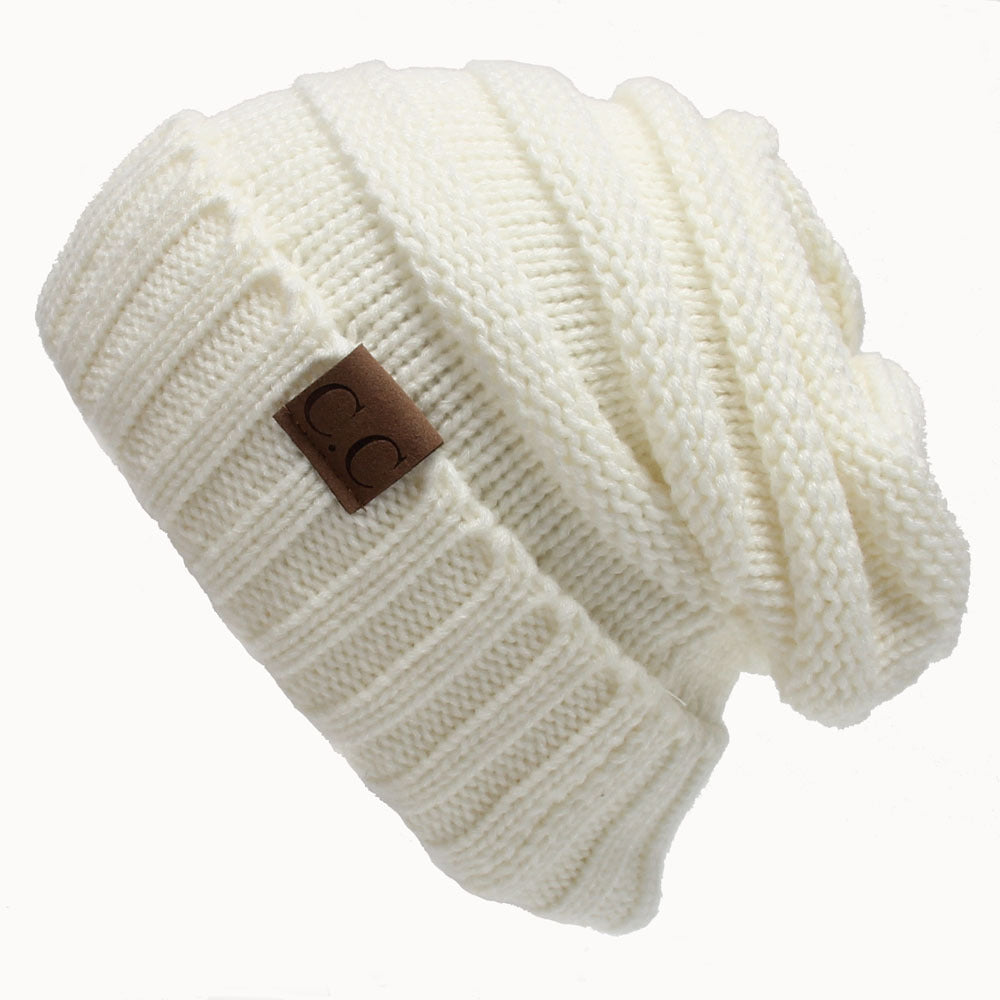 CC Oversized Chunky Skull cable knit crochet hat Ivy and Pearl Boutique Black
