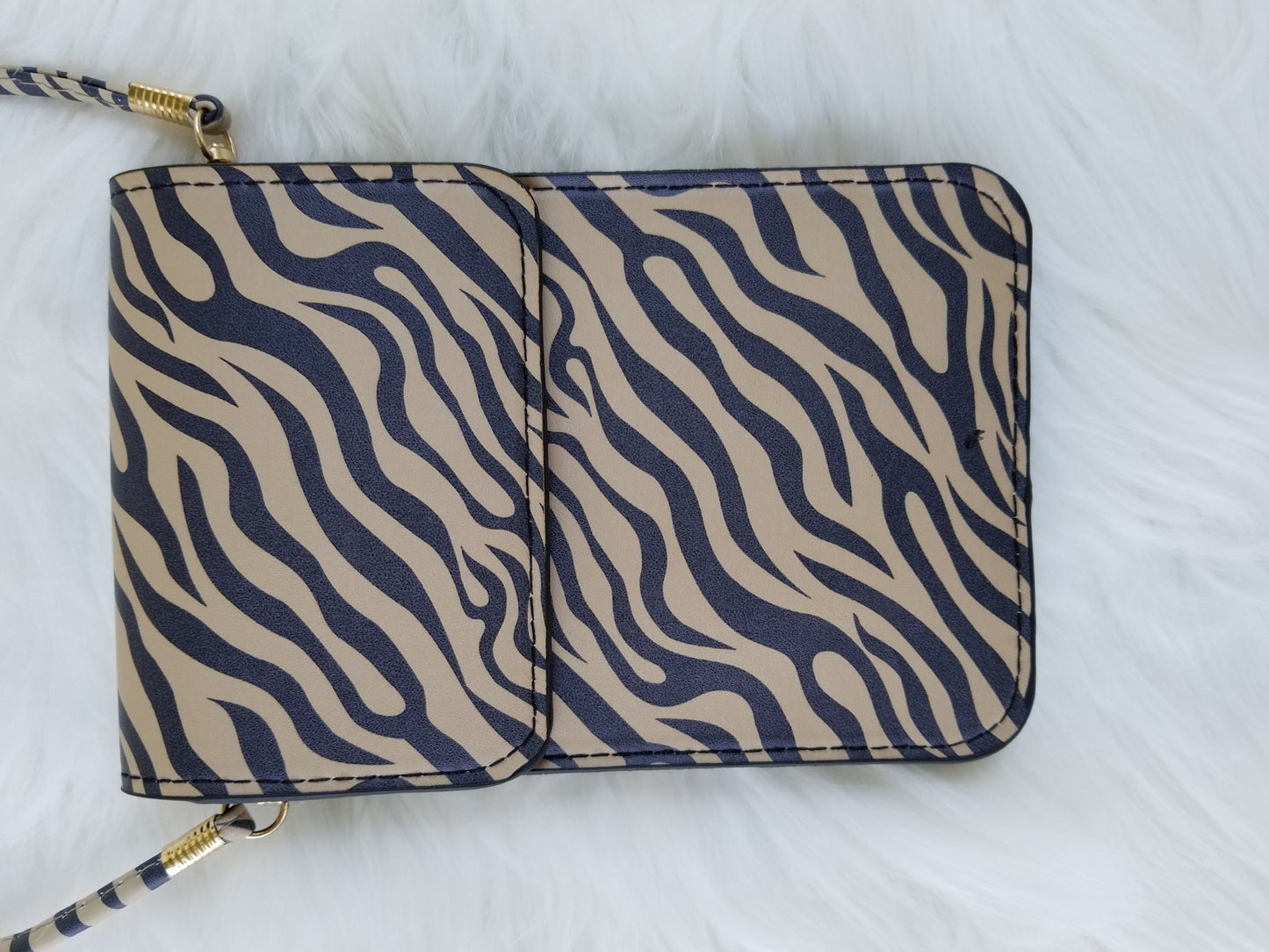 Cellphone cross-body purse with zebra print Ivy and Pearl Boutique