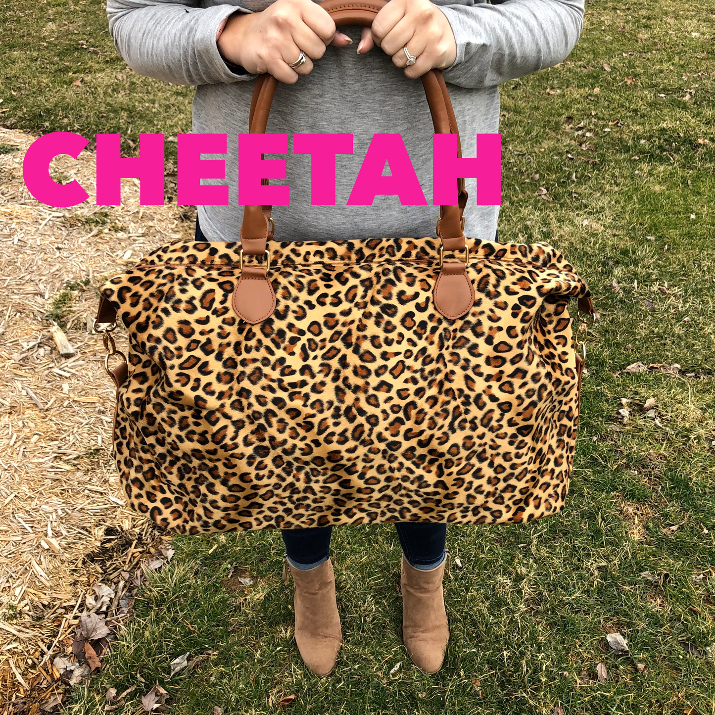 Cheetah Weekender bag Ivy and Pearl Boutique
