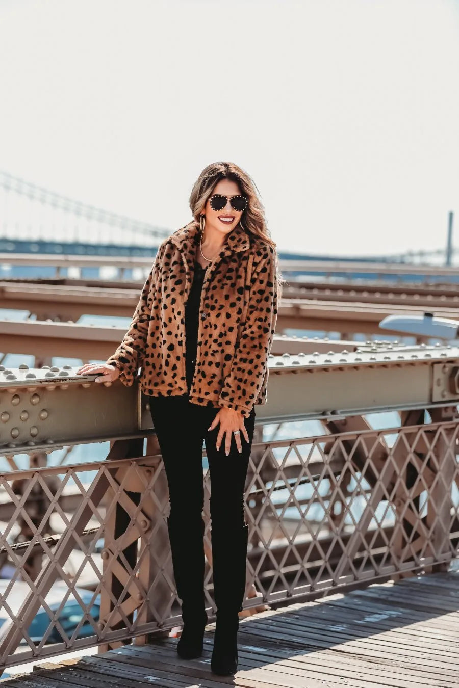 Chic Mood Faux Fur Animal Print Jacket Ivy and Pearl Boutique